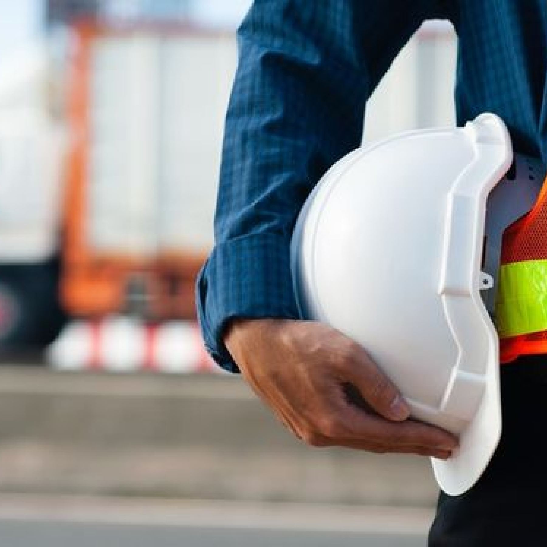 Construction worker with helmet
